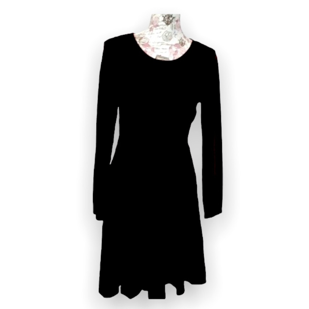 MARC NEW YORK ANDREW MARC Womans Black Cable Knit Scoop Neck Midi Dress Medium